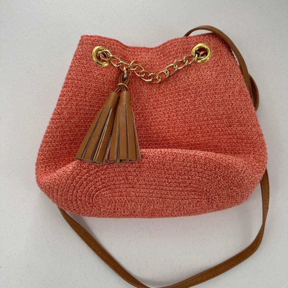 Magid paper straw bag Purse Shoulder Hobo‎ MCM Beach Coastal Nautical Boho